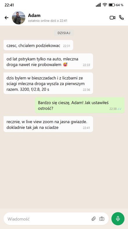 Początkujący fotograf pisze, że Drogę Mleczną udało mu się za pierwszym razem dzięki liczbom ze ściągi