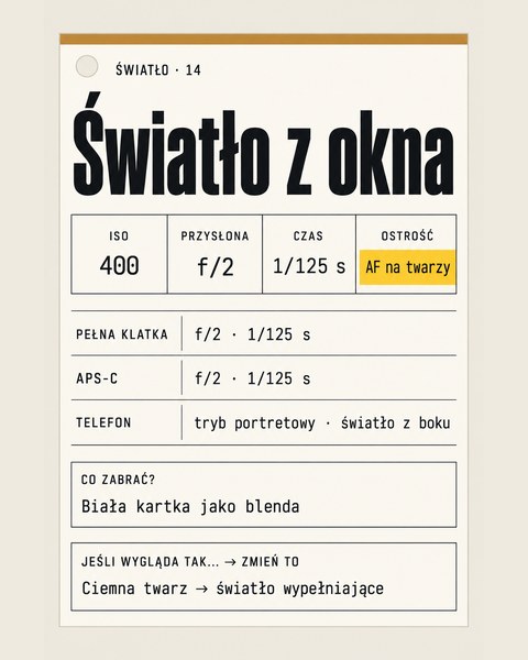 Światło, światło z okna